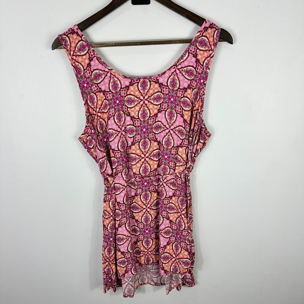 Motherhood Maternity Sleeveless Tunic Top Womens XL Pink Rayon Boho Retro Chic